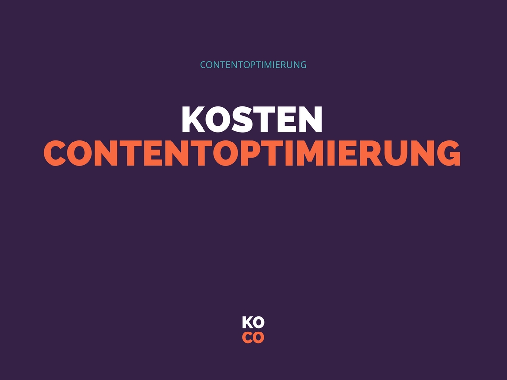 Kosten Contentoptimierung